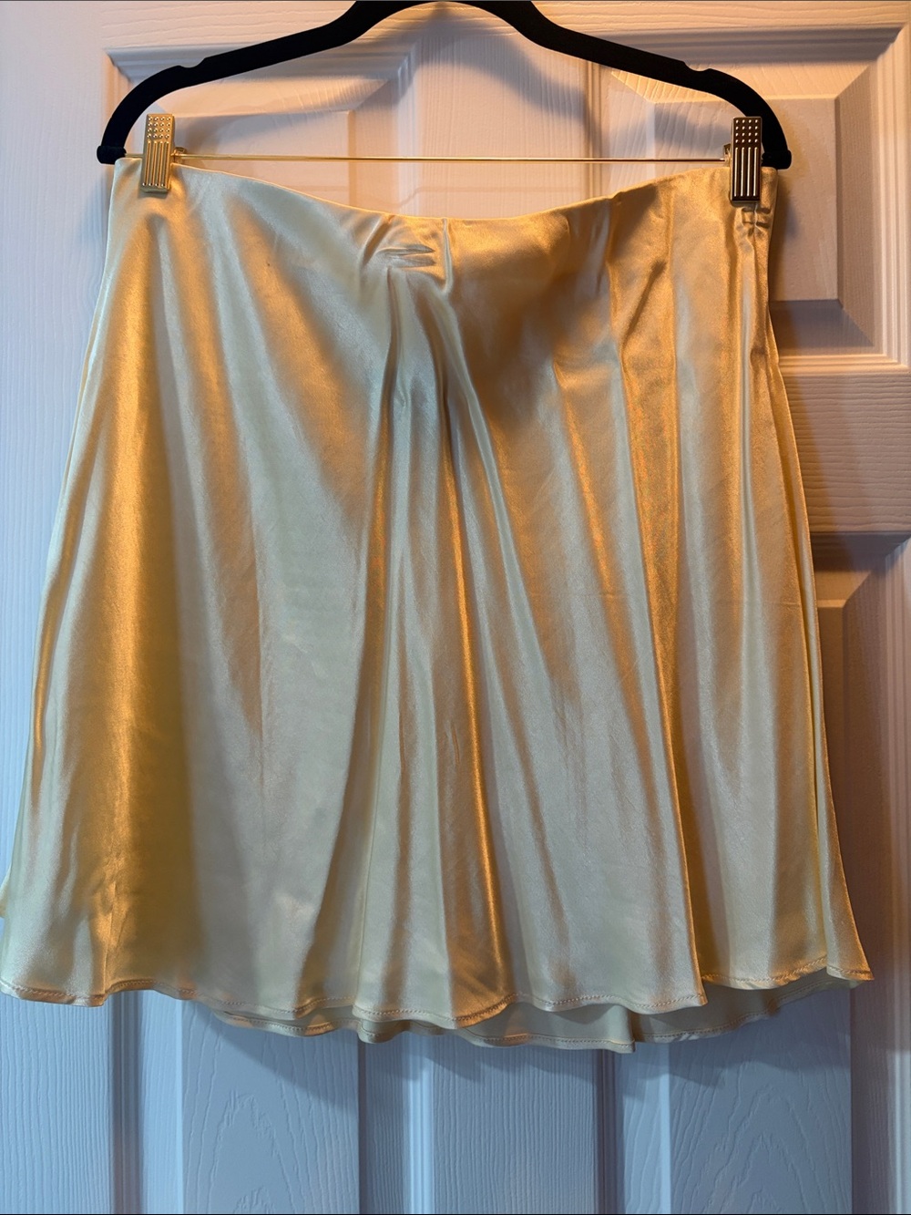 H&M Pale Yellow Satin Circle Skirt